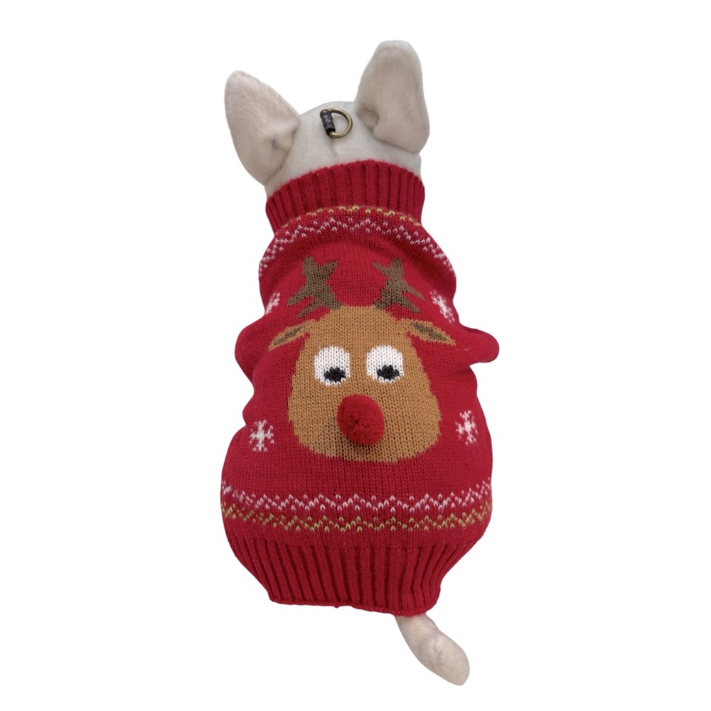Christmas Dog Knit Sweater with‎ Rudolph Size Small